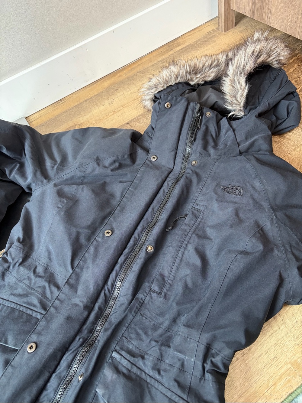 The North Face Black Goose Down Parka Longline Jacket - Picture 6 of 16